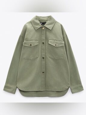 ZARA Light Olive Collared Jacket